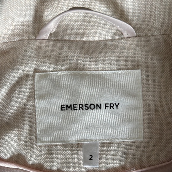 Emerson Fry Lee Beach Linen Cream Double Breasted Button Front Blazer EUC Size 2 - Picture 6 of 8